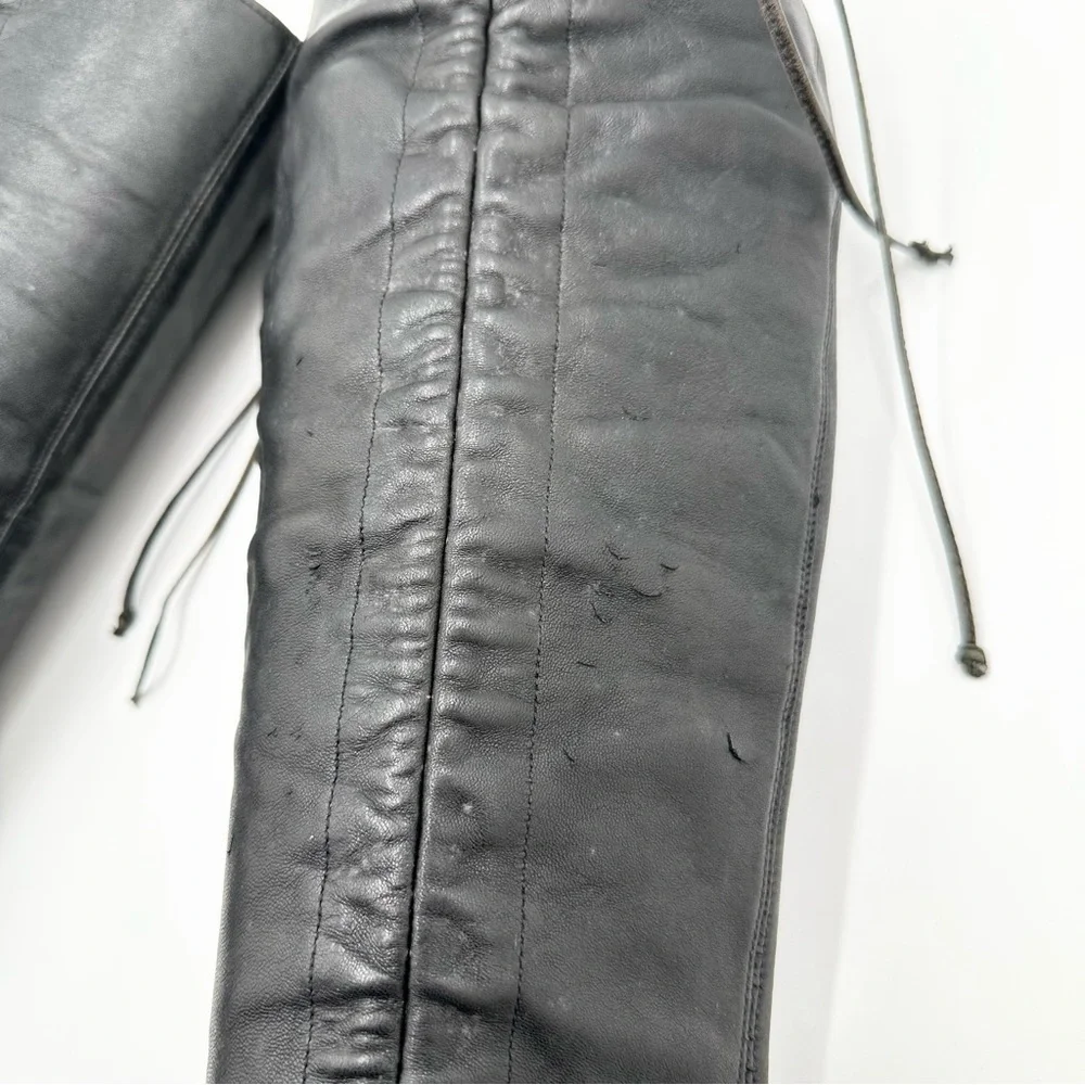 Vintage Christian Louboutin Leather Tie Ruched Tall Boots